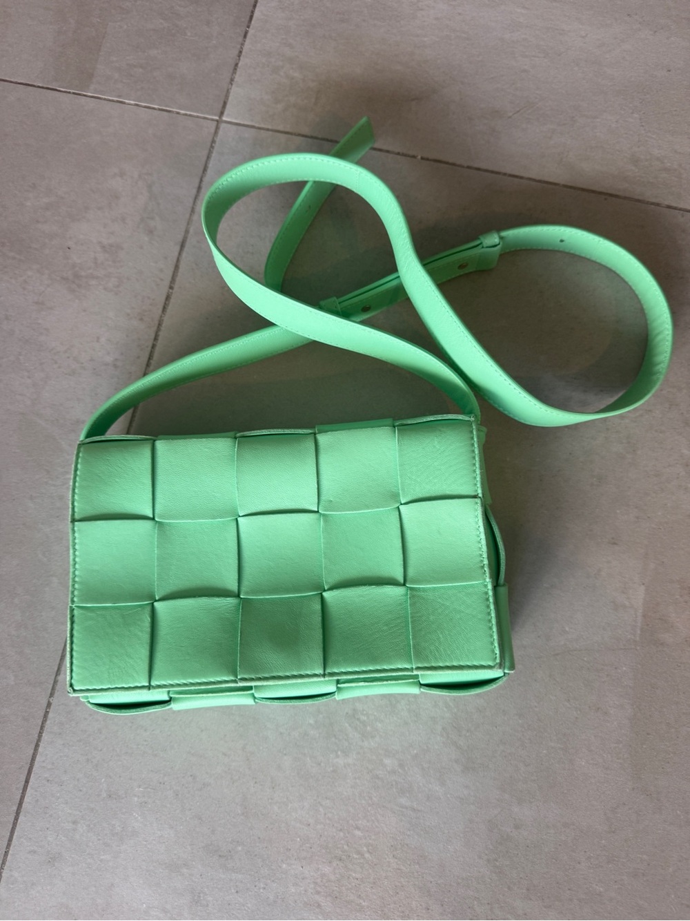 Bottega Veneta Mint Green Intrecciato Crossbody Bag